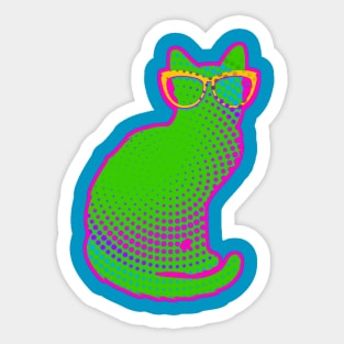 Girly Nerd Cat Sticker